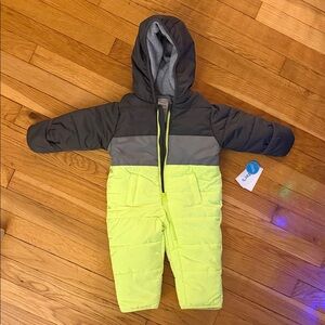 NWT Carters Gray and Neon Yellow 3-6 Month Baby Snowsuit